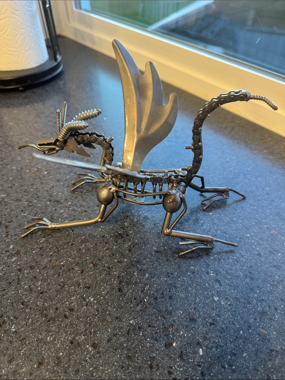 Grace Metallic Silver Dragon Habitat Accent Sculpture